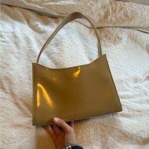 Like new brown patent faux leather shoulder bag